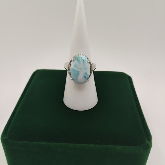 Sterling Silver Blue Larimar Ring Sz 6 - Picture 1 of 6